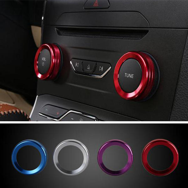 4pcs/Set Cars Alu Decoration Stereo Knob Ring Air Conditioning Knob Ring Circle for For Ford Edge