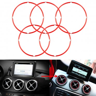 5pcs Red Air Vent Outlet Ring Cover For Mercedes Benz CLA GLA180 200 220 260