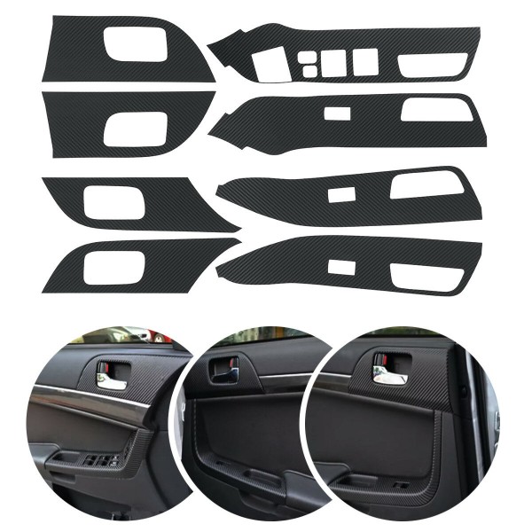 8pcs Car Carbon Fiber Armrest Handle Sticker Decoration For MITSUBISHI