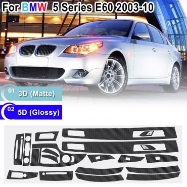 For BMW 5-Series E60 2003-10 Glossy/ Matte Carbon Fiber Sticker Vinyl Decal Trim