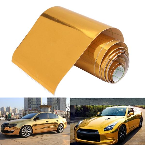 10cmx150cm Gold Vinyl Wrap Film Car Sticker Decal Air Bubble Free