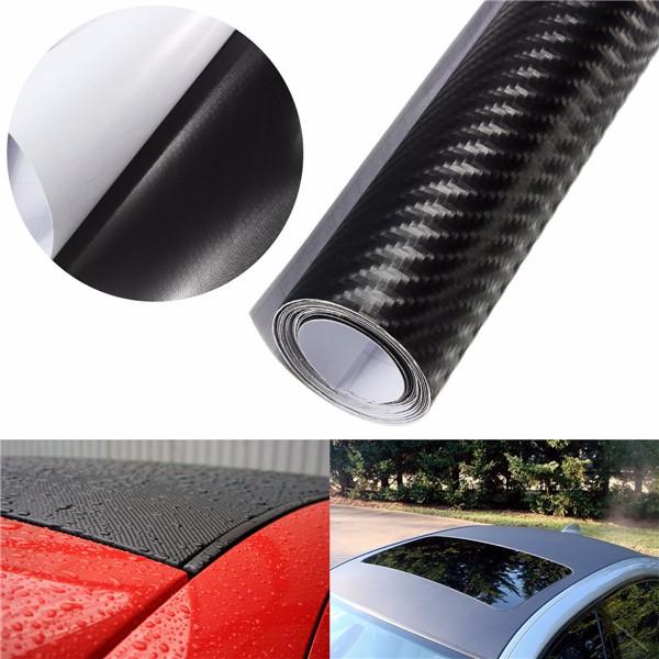 3D Carbon Fiber Vinyl Car Wrap Sheet Roll Film Sticker Decal DIY 100inchx12inch Black