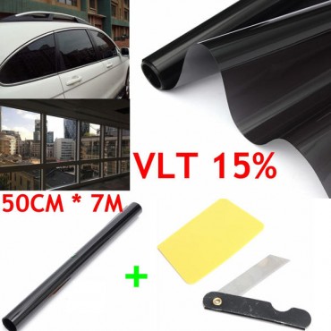 50cm X 7m 15% VLT Window Tint Film Black Roll for Car Auto House Office Commercial