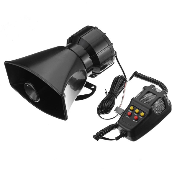 100W Car Warning Alarm 5 Sound Loudly Police Fire Siren Horn PA Speaker with Mic