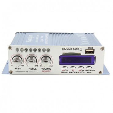 HY502 Blue 12V 40W Hi-Fi LED Car Stereo Amplifier