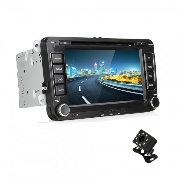 7 Inch 2 Din For Wince 6.0 Car Stereo Radio DVD MP5 Player bluetooth GPS Hands-free SD FM USB With Rear View Camera For VW Passat Golf Transporter T5