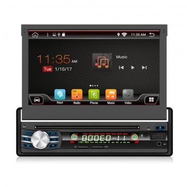 7 Inch 1 DIN Android 8.1 Car DVD Player Retractable Touch Screen Stereo Radio 8 Core 1+32G/2+32G WIFI 4G GPS FM AM RDS