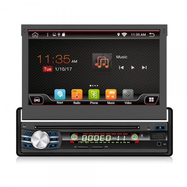 7 Inch 1 DIN Android 8.1 Car DVD Player Retractable Touch Screen Stereo Radio 8 Core 1+32G/2+32G WIFI 4G GPS FM AM RDS