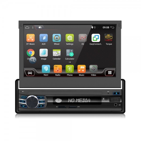 YH-214 7 Inch 1 DIN Android 10.0 Car DVD Player Retractable Touch Screen Stereo Radio 8 Core 1+32G/2+32G WIFI 4G