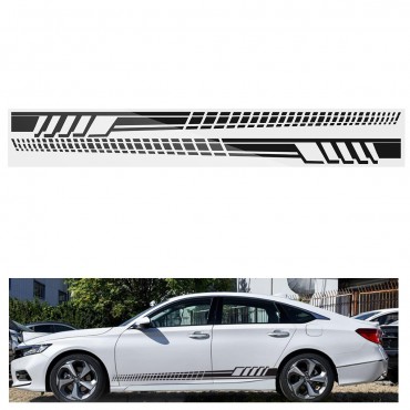 2PCS 205cm Racing Stripe Totem Body Sticker Side Skirt Vinyl Decal Decor