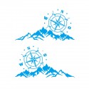 2PCS Car Body Hood Sticker Decal Large Compass With Mountains Navigation For Camper