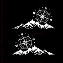 2PCS Car Body Hood Sticker Decal Large Compass With Mountains Navigation For Camper