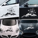 2PCS Car Body Hood Sticker Decal Large Compass With Mountains Navigation For Camper