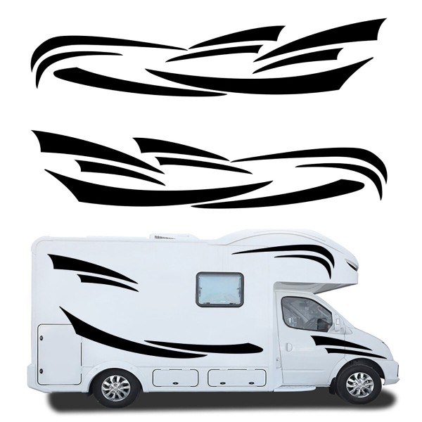 2PCS Graphics Stripe Stickers Decals Set For Motorhome Camper Van Caravan Horsebox