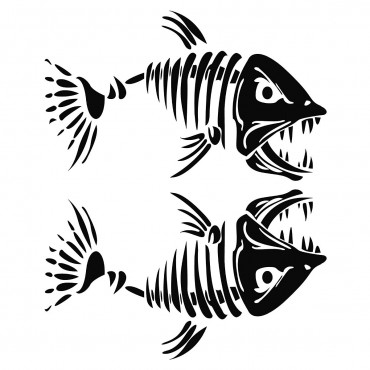 2PCS Skelett Fish Fisch Auto Vinyl Auto Decal Aufkleber Tuning Sticker