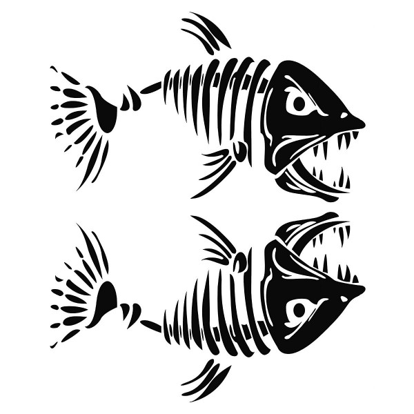 2PCS Skelett Fish Fisch Auto Vinyl Auto Decal Aufkleber Tuning Sticker