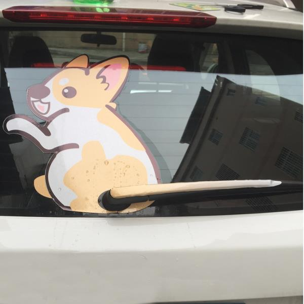 3D Car Stickers Cartoon Kangaroo Moving Tail Rear Window Wiper Reflective Decals