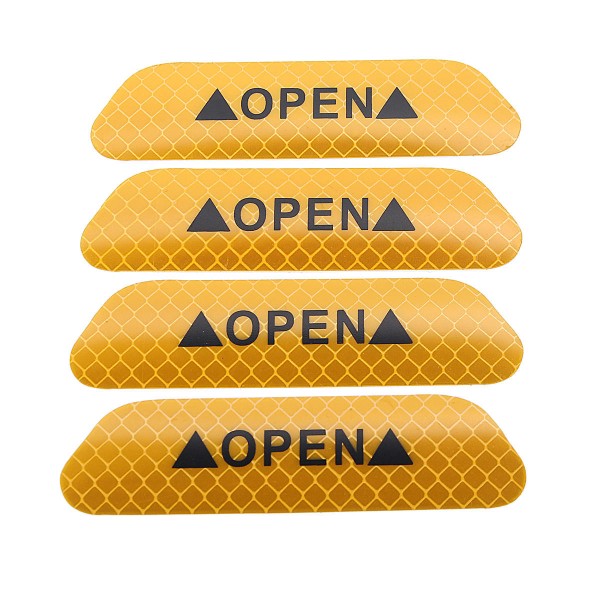 4Pcs Reflective Door Open Warning Stickers Collision Warning Decals for Car Motorcycle