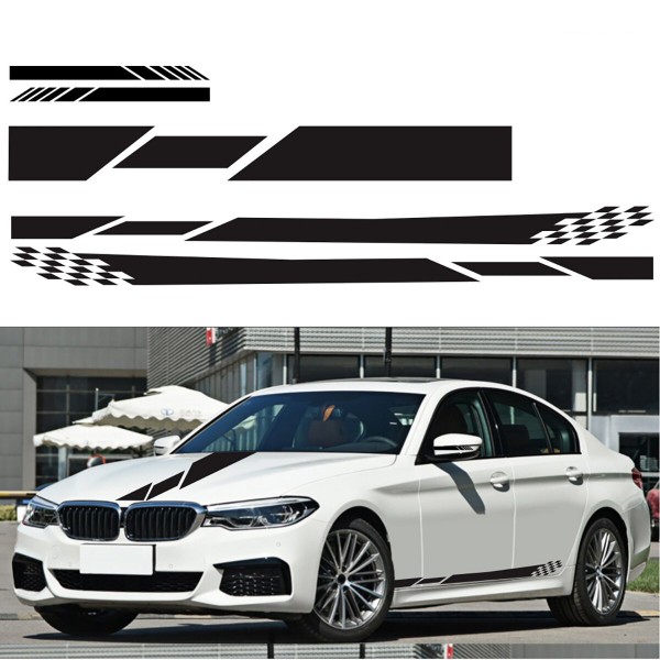 5PCS Stripes Graphics Car Stickers Side Body Hood Rearview Mirror Decal Decor