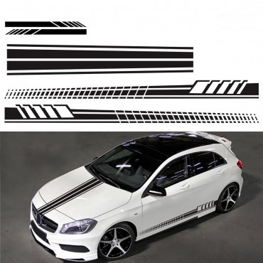 5PCS Universal Car Side Body Stripe Sticker DIY Decal Trim Hood Rear View Mirror