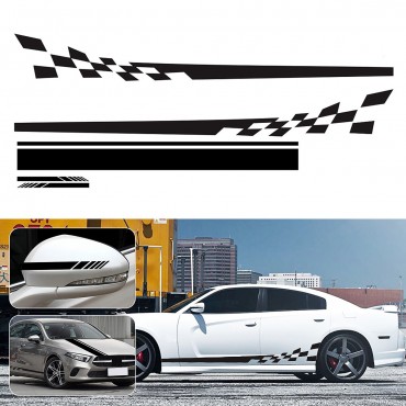5pcs Car Stickers Stripes Graphics Side Body Hood Rearview Mirror Decal Trim
