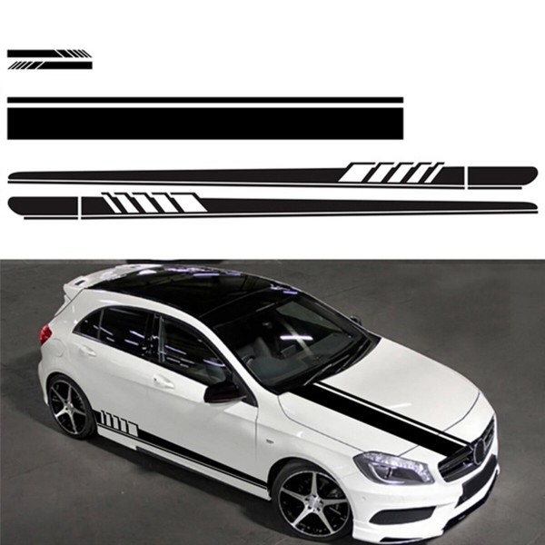 5pcs Universal Car Graphics Side Body Door Decor Sticker Long Stripe Decals DIY