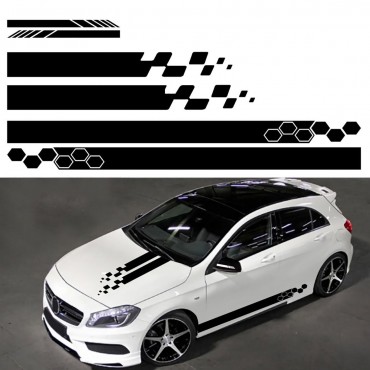 5pcs Universal Car Side Body Stripe Sticker DIY Decal Trim Hood Rear View Mirror