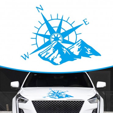 60x45cm Compass & Mountain Body Hood Sticker Decal For Camper Van Motorhome Car