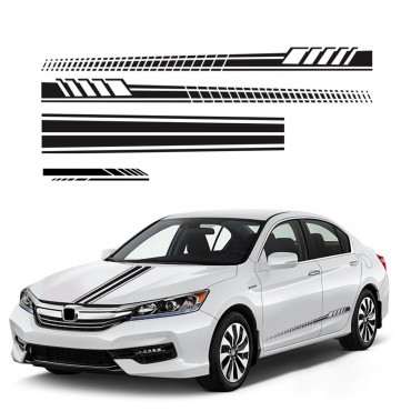 6PCS Car Hood Side Stripe Graphic Decal PVC Body Racing Rearview Mirror Sticker