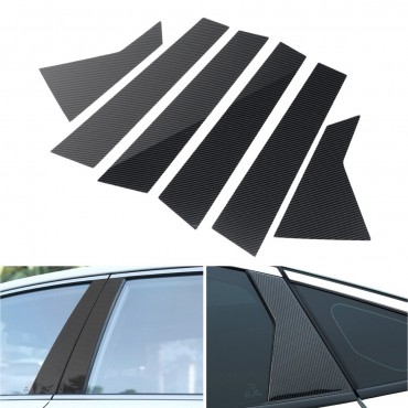 6PCS Set Window Pillar Posts Stickers Trim For Honda Civic Sedan 2016-2018 Carbon