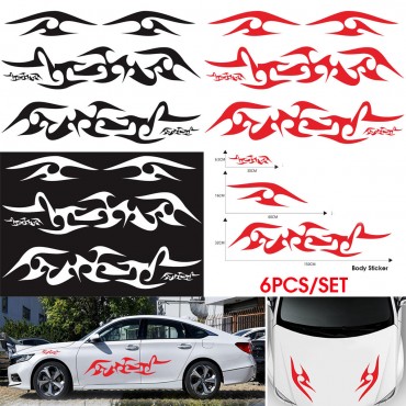 6pcs Universal Car Body Bumper Hood Flame Graphics Decals PVC Decal Stickers