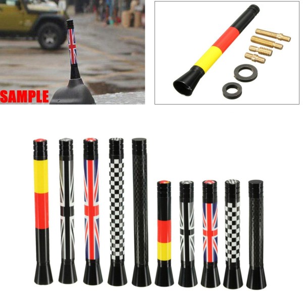 7.7cm/10.7cm Union Jack UK GER Flag Carbon Fiber Grid Car Antenna