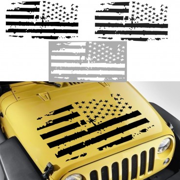Car American USA Flag Hood Blackout Vinyl Decal Stickers For Jeep/Wrangler JK TJ YJ