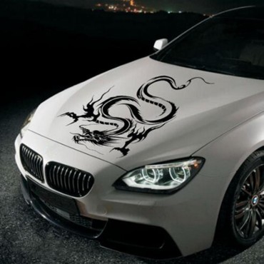 Car Hood Body Vinyl Graphic Wrap Decal Dragon Sticker Black Racing Sport Reflect