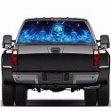 Car Window Sticker Wall Decal Waterproof PVC Blue Flaming Truck Decor