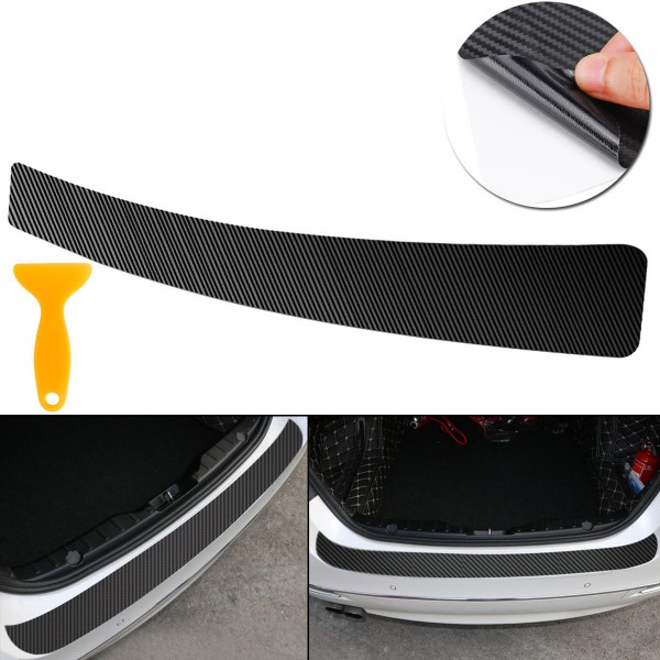 Carbon Fiber Sticker Vinyl Decal Car Tail Trunk Sill Plate Bumper Guard Protector Cover Trim