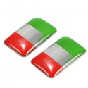 Pair Aluminium Italy Flag Badge Emblem Car Sticker Self-adhesive Labeling Decal Decoration