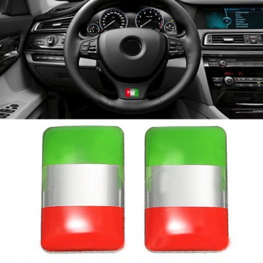 Pair Aluminium Italy Flag Badge Emblem Car Sticker Self-adhesive Labeling Decal Decoration