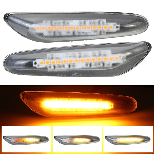 1Pair Dynamic LED Side Marker Turn Signal Light Indicator Lamp For BMW E90 E91 E92 E60 E46 E87 E82