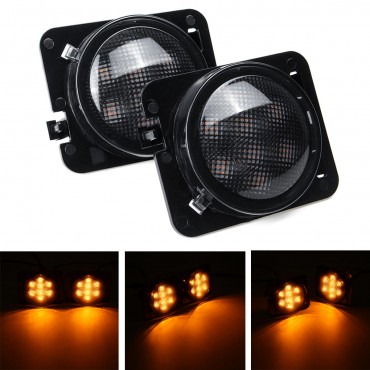 2Piece Smoked Turn Signal Fender Parking LED Lights For Jeep Wrangler 87-18 TJ YJ JK