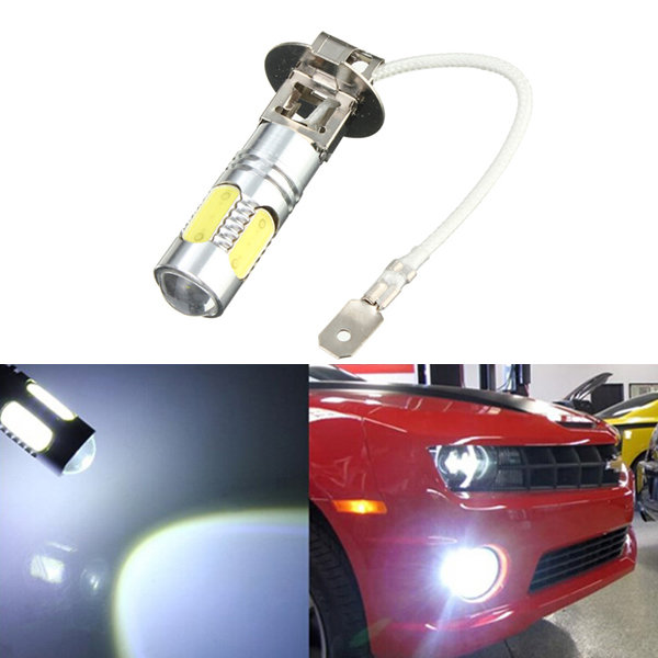 Car H3 White LED Projector COB 6000K Headlight Fog Driving Light