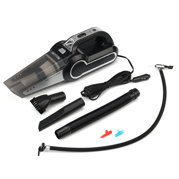 4 In 1 Auto Vacuum Cleaner HandHeld Car Inflatable Pump LED Lights Pressure Test Dust Collector