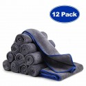 12Pcs 40*40CM Car Wash Towels Microfiber Washing Cleaning Cloth Care Polishing Plush Washing Drying Towel Grey