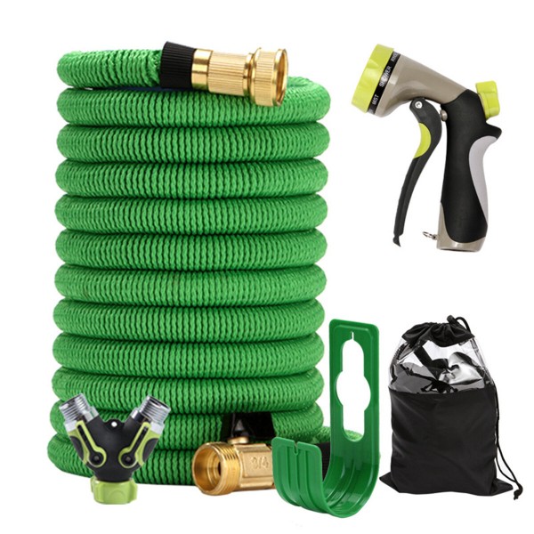 25/50/75/100FT Expandable Garden Water Hose with 8 Function Spray Nozzle