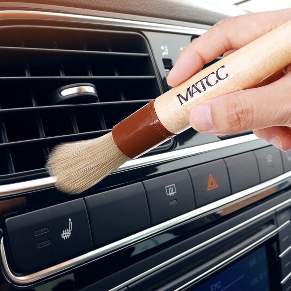 2PCS Car Detail Brush Cleaning Brush Premium Bristle With Wooden Handle