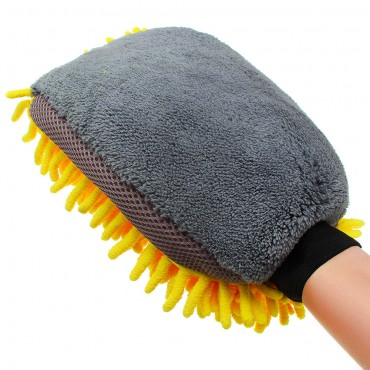 Waterproof Car Cleaning Glove Microfiber Chenille Coral Velvet Wash Tool Elastic Cuffs Washing Brush