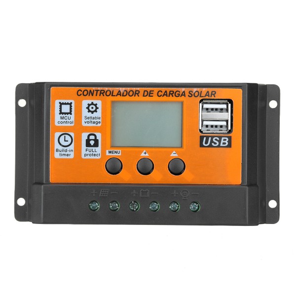 10-100A 12V/24V Dual USB LCD Solar Panel Battery Regulator Charge Controller