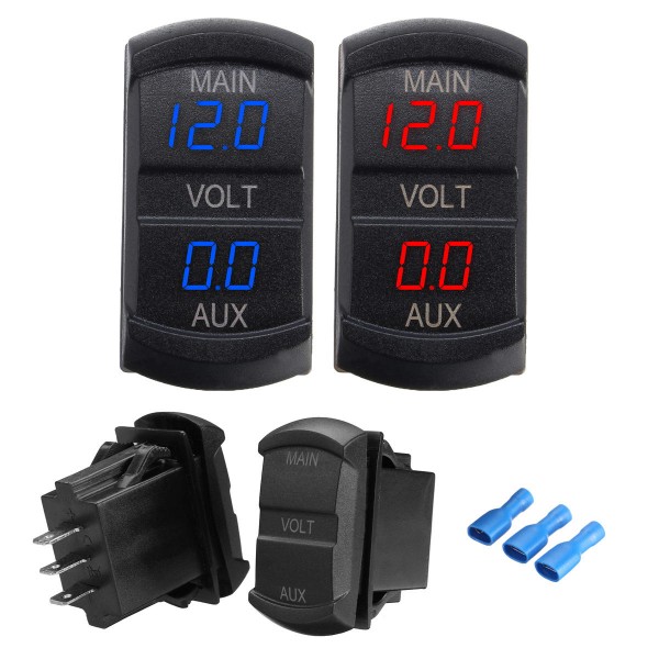 10-60V LED Dual Voltmeter Voltage Gauge Digital Panel Dashboard Car Boat Marine