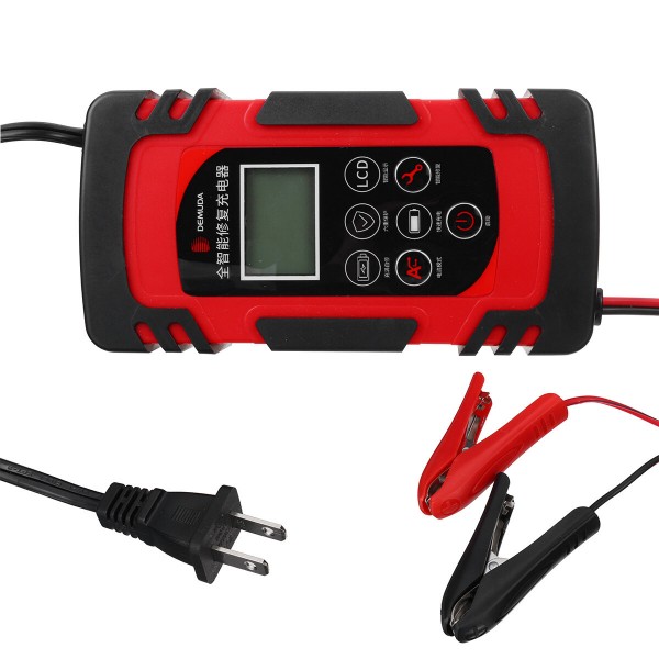 100W 12V/24V LCD Car Battery Charger Pulse Trickle Motorcycle Boat RV Maintainer Smart Repair Battery Charging Activation