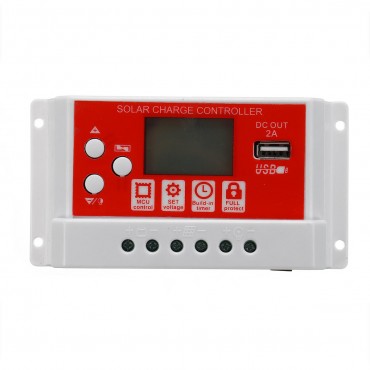 10A 12V/24V Solar Panel Battery Regulator Charging Controller 3-Stage PWM LCD